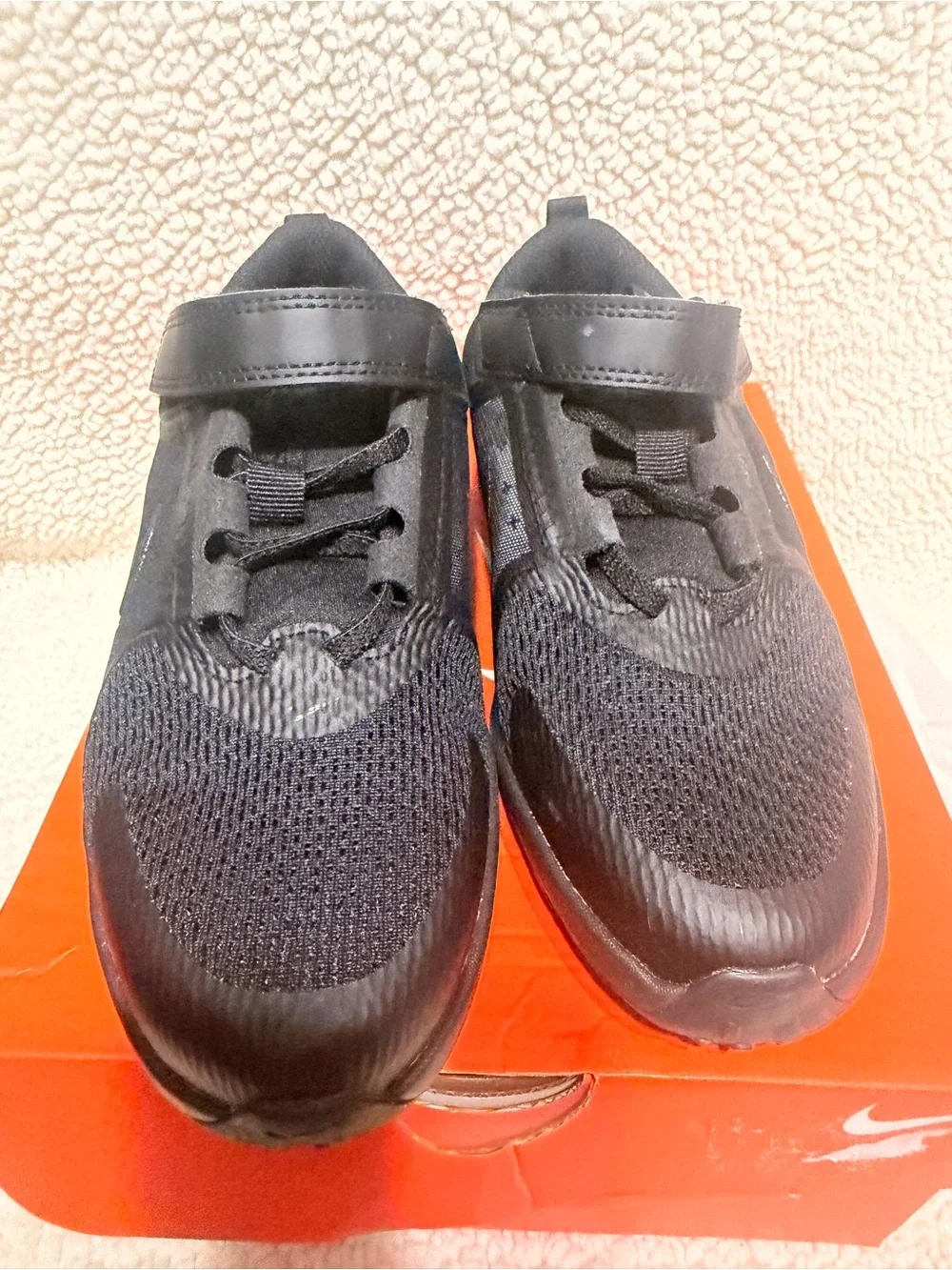 Nike Little Kids' All-Black Hook-and-Loop Sneakers